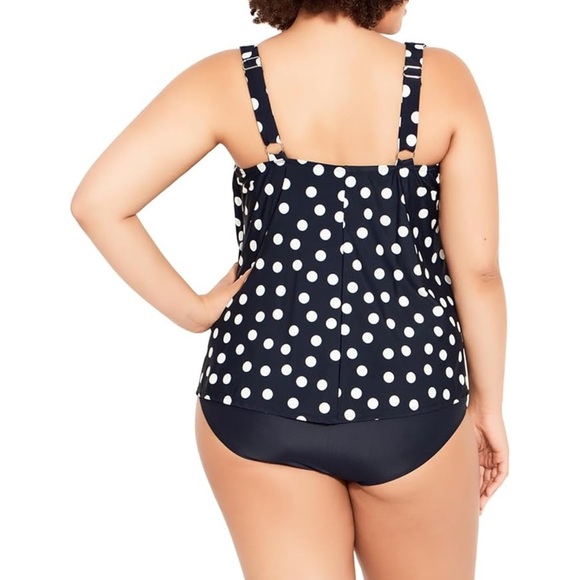 EVANS | Nautical dot V-neck tankini top Navy white | Sz Plus 20 NWT - Picture 5 of 8